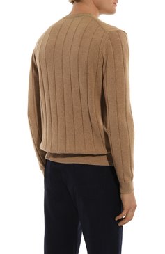 Мужской джемпер из шерсти и кашемира SLOWEAR темно-бежевого цвета, арт. 810104 ZN237 | Фото 4 (Рукава: Длинные; Материал сплава: Проставлено; Драгоце�нные камни: Проставлено; Материал внешний: Кашемир, Шерсть; Длина (для топов): Стандартные; Стили: Кэжуэл; Принт: Без принта; Вырез: Круглый; Мужское Кросс-КТ: Джемперы)