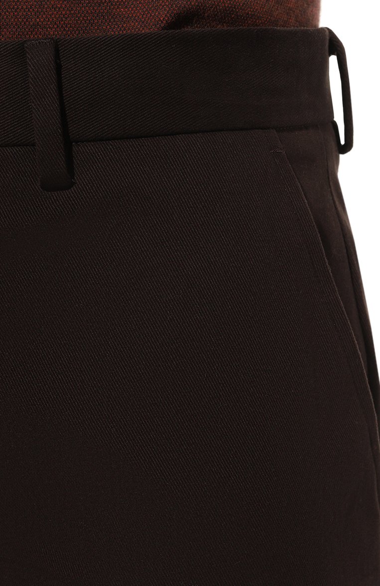Мужские хлопковые брюки ZEGNA темно-коричневого цвета, арт. UCI14A6/TR14 | Фото 5 (Силуэт М (брюки): Чиносы; Длина (брюки, джинсы): Станда�ртные; Случай: Повседневный; Материал сплава: Проставлено; Материал внешний: Хлопок; Драгоценные камни: Проставлено; Стили: Кэжуэл)