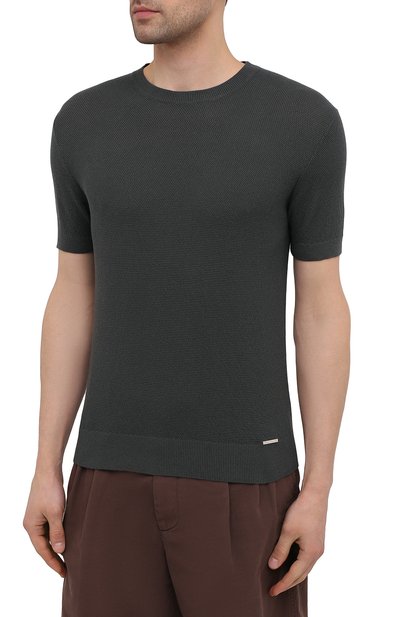 Джемпер из хлопка и шелка IL BORGO CASHMERE темно-серого цвета по цене 33600 руб., арт. 55-821G0, фото 3 Джемпер из хлопка и шелка IL BORGO CASHMERE, арт. 55-821G0, фото 3