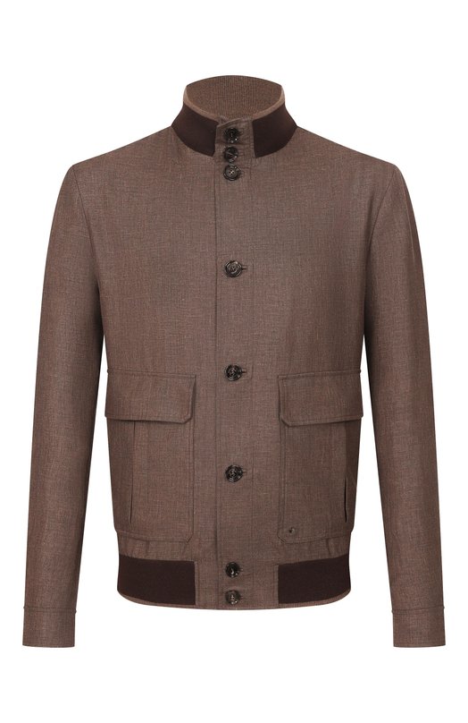 Бомбер из шерсти и льна Stefano Ricci M7J6100371/B127HA_001 Коричневый M7J6100371/B127HA_001
