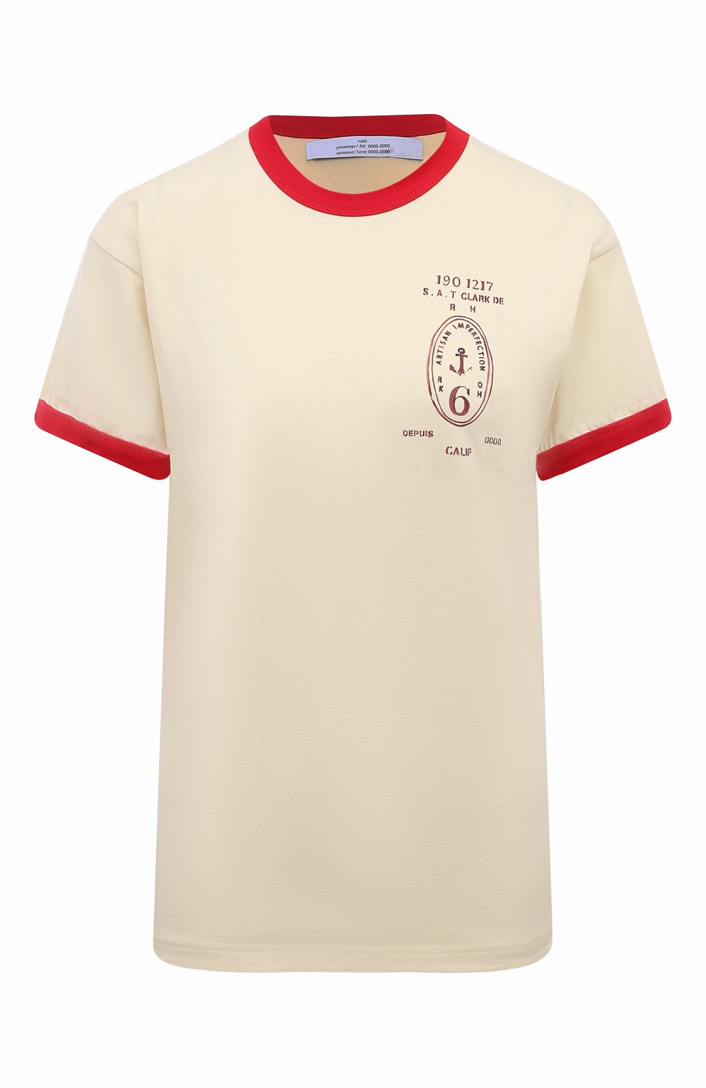 Хлопковая футболка ROKH молочного цвета по цене 19800 руб., арт. R24SF012/CT, фото 1 Хлопковая футболка ROKH, арт. R24SF012/CT, фото 1