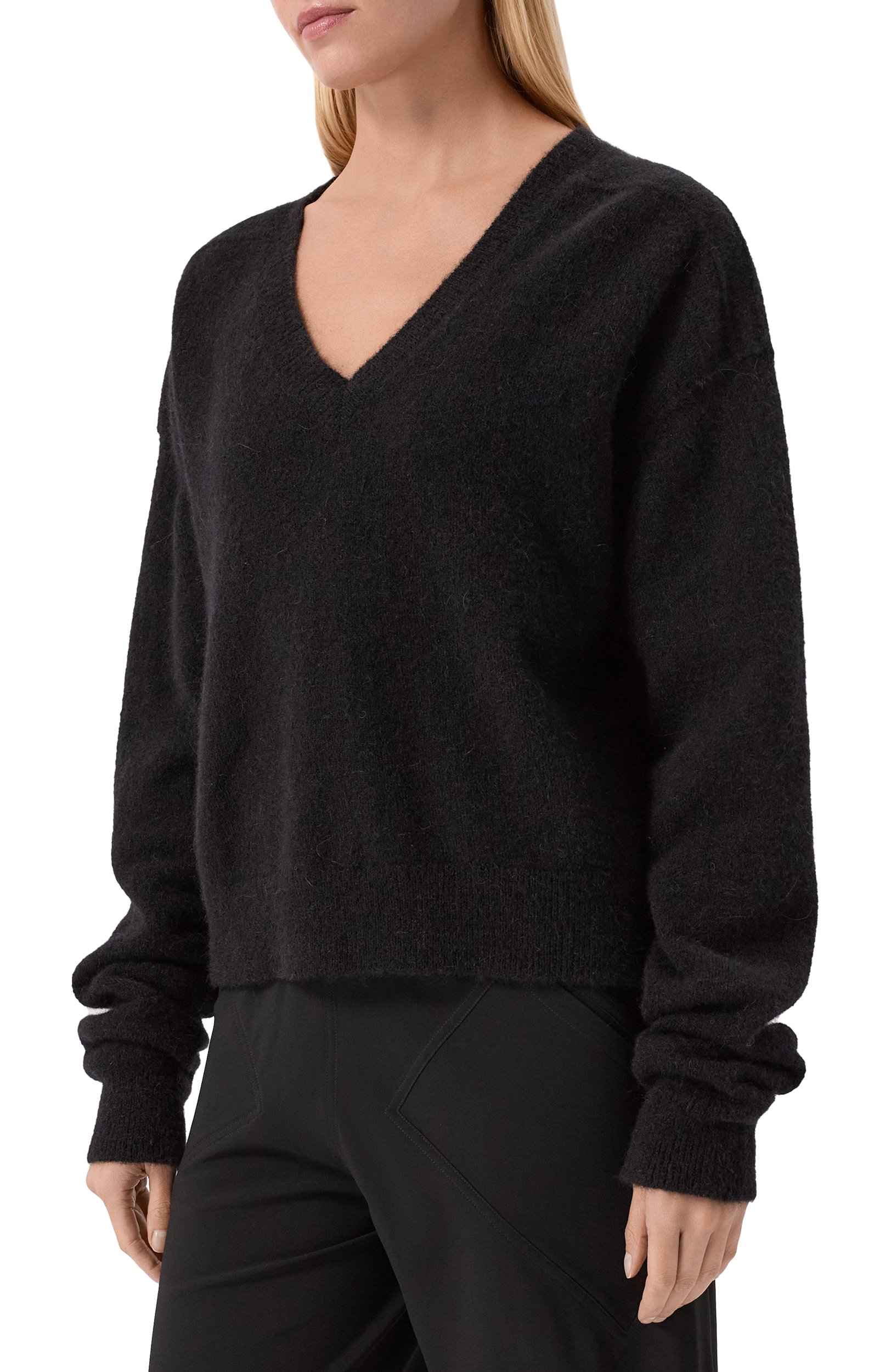Шерстяной пуловер RICK OWENS черного цвета по цене 97700 руб., арт. RP02F5650/KWP, фото 3 Шерстяной пуловер RICK OWENS, арт. RP02F5650/KWP, фото 3