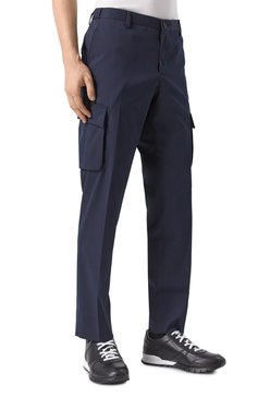 Мужские брюки-карго CORNELIANI темно-синего цвета, арт. 254L02-2518518 | Фото 3 (Материал сплава: Проставлено; Длина (брюки, джинсы): Стандартные; Материал внешний: Шерсть, Синтетический материал; Драгоценные камни: Проставлено; Случай: Повседневный; Силуэт М (брюки): Карго; Стили: Кэжуэл)
