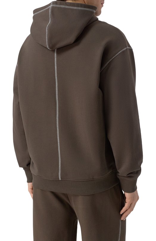 Хлопковое худи HUGO Blue 50553506 Коричневый  50553506 Фото 4