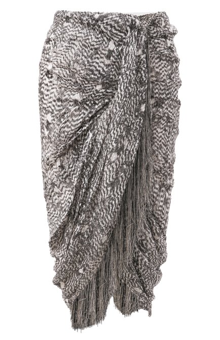 Женская юбка из вискозы и шелка ISABEL MARANT серого цвета, арт. 25PJU0319FA/C1J06I | Фото 1 (Драгоценные камни: Проставлено; Материал внешний: Вискоза, Шелк; Длина Ж (юбки, платья, шорты): Миди; Материал сплава: Проставлено)