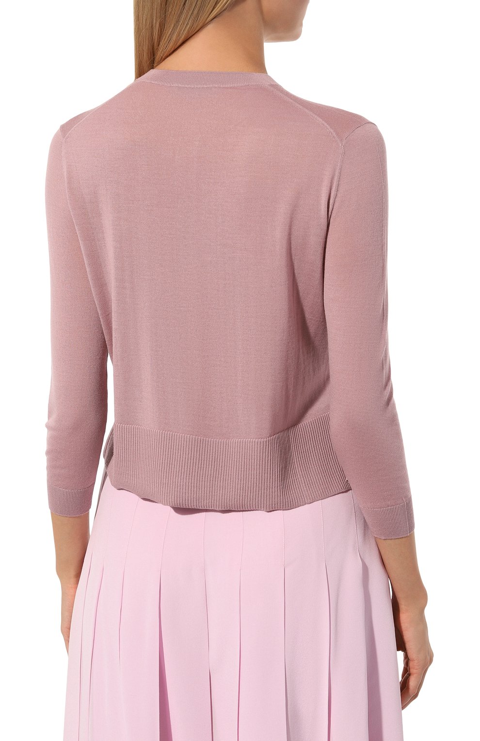 Шерстяной кардиган PRADA светло-розового цвета по цене 110000 руб., арт. P25H46-J2N-F0236-201, фото 4 Шерстяной кардиган PRADA, арт. P25H46-J2N-F0236-201, фото 4