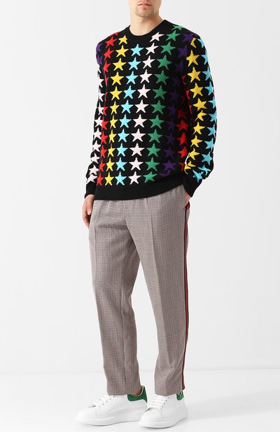 Шерстяной свитер с принтом GUCCI разноцветного цвета по цене 69950 руб., арт. 523016/X9U56, фото 2 Шерстяной свитер с принтом GUCCI, арт. 523016/X9U56, фото 2