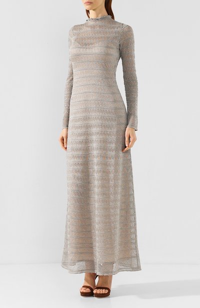 Платье-макси M MISSONI серебряного цвета по цене 87150 руб., арт. 2DG00313/2K004M, фото 3 Платье-макси M MISSONI, арт. 2DG00313/2K004M, фото 3
