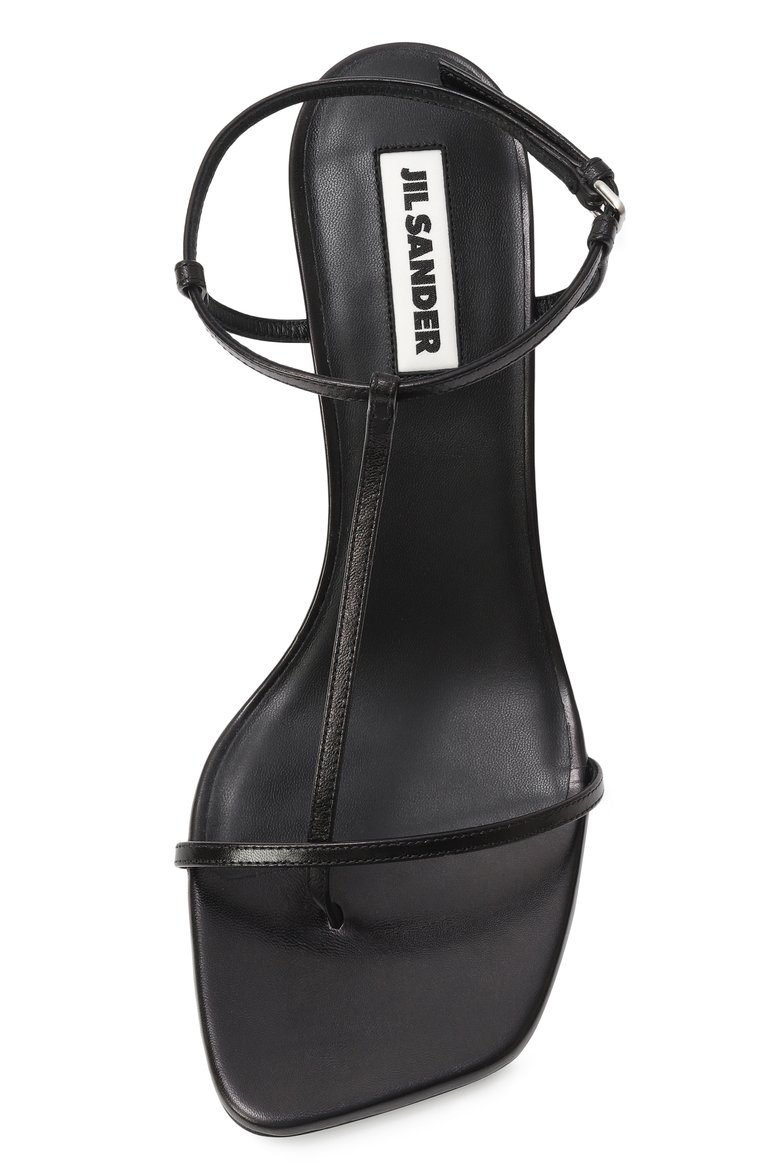 Женские кожаные босоножки JIL SANDER черного цвета, арт. J15WP0158-P4864 | Фото 6 (Каблук высота: Высокий; Материал внешний: Натуральная кожа; Материал внутренний: Натуральная кожа; Подошва: Плоская; Каблук тип: Фигурный; Автоматизация состава: Проставлено; Автоматизация ТО: Проставлено)