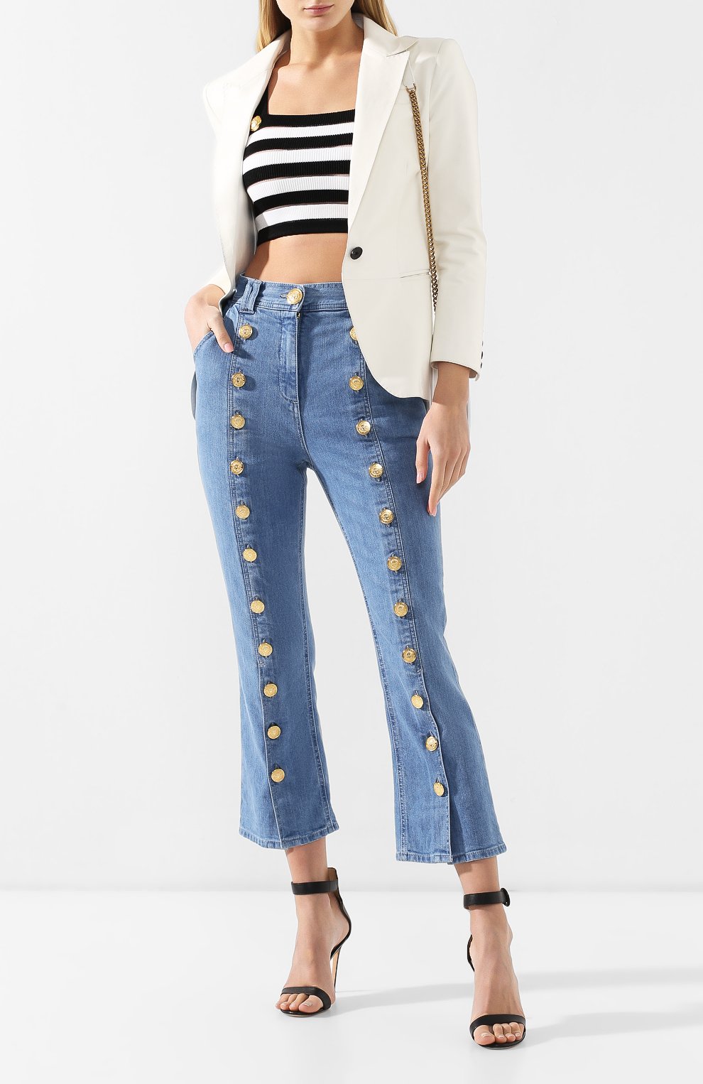 Укороченные джинсы BALMAIN синего цвета по цене 106500 руб., арт. RF15353/D041, фото 2 Укороченные джинсы BALMAIN, арт. RF15353/D041, фото 2