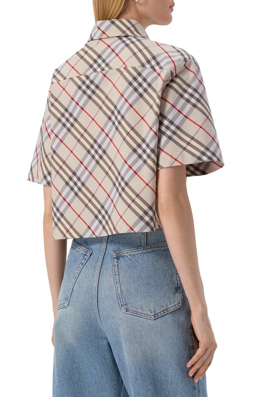 Хлопковая рубашка Burberry 8110951 Бежевый  8110951 Фото 4
