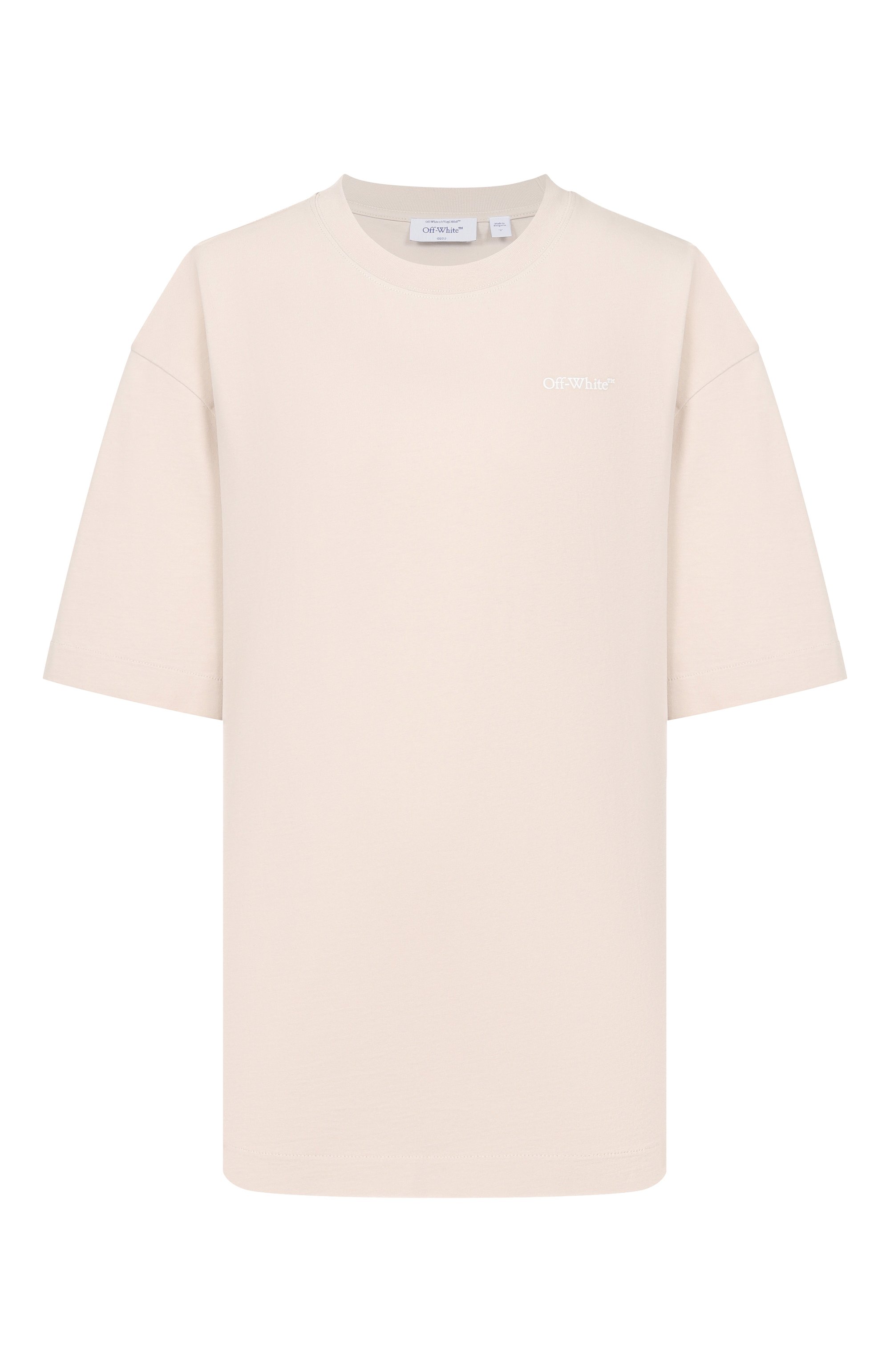 Хлопковая футболка OFF-WHITE кремового цвета по цене 32350 руб., арт. 0WAA13FS26JER001, фото 1 Хлопковая футболка OFF-WHITE, арт. 0WAA13FS26JER001, фото 1