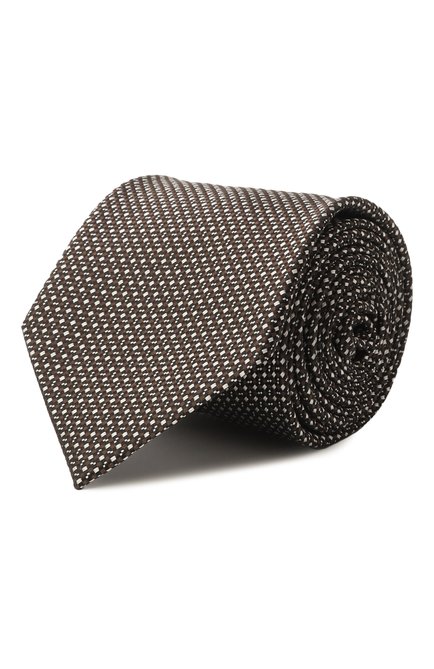 Мужской шелковый галстук ZEGNA коричневого цвета, арт. 1P8/Z9D31TA9 | Фото 1 (Материал: Шелк, Текстиль; Материал сплава: Проставлено; Нос: Не проставлено)