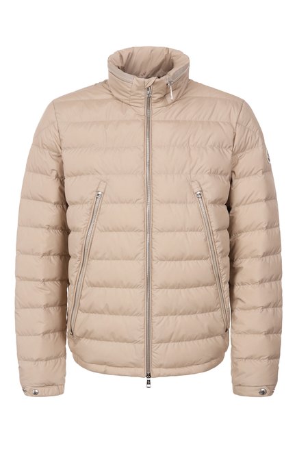 Мужская утепленная куртка MONCLER бежевого цвета, арт. 1A00015/54A81 | Фото 1 (Материал внешний: Синтетический материал; Материал сплава: Проставлено; Материал подклада: Синтетический материал; Рукава: Длинные; Длина (верхняя одежда): Короткие; Драгоценные камни: Проставлено)