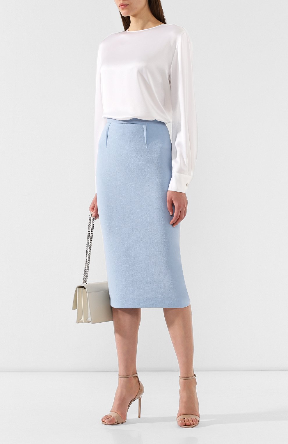 Шерстяная юбка ROLAND MOURET голубого цвета по цене 62050 руб., арт. EW19/S4134/F4044, фото 2 Шерстяная юбка ROLAND MOURET, арт. EW19/S4134/F4044, фото 2