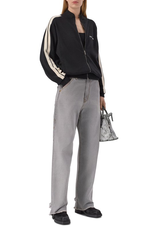 Кардиган из шерсти и вискозы Palm Angels PWHA062F25KNI001 Чёрный  PWHA062F25KNI001 Фото 2