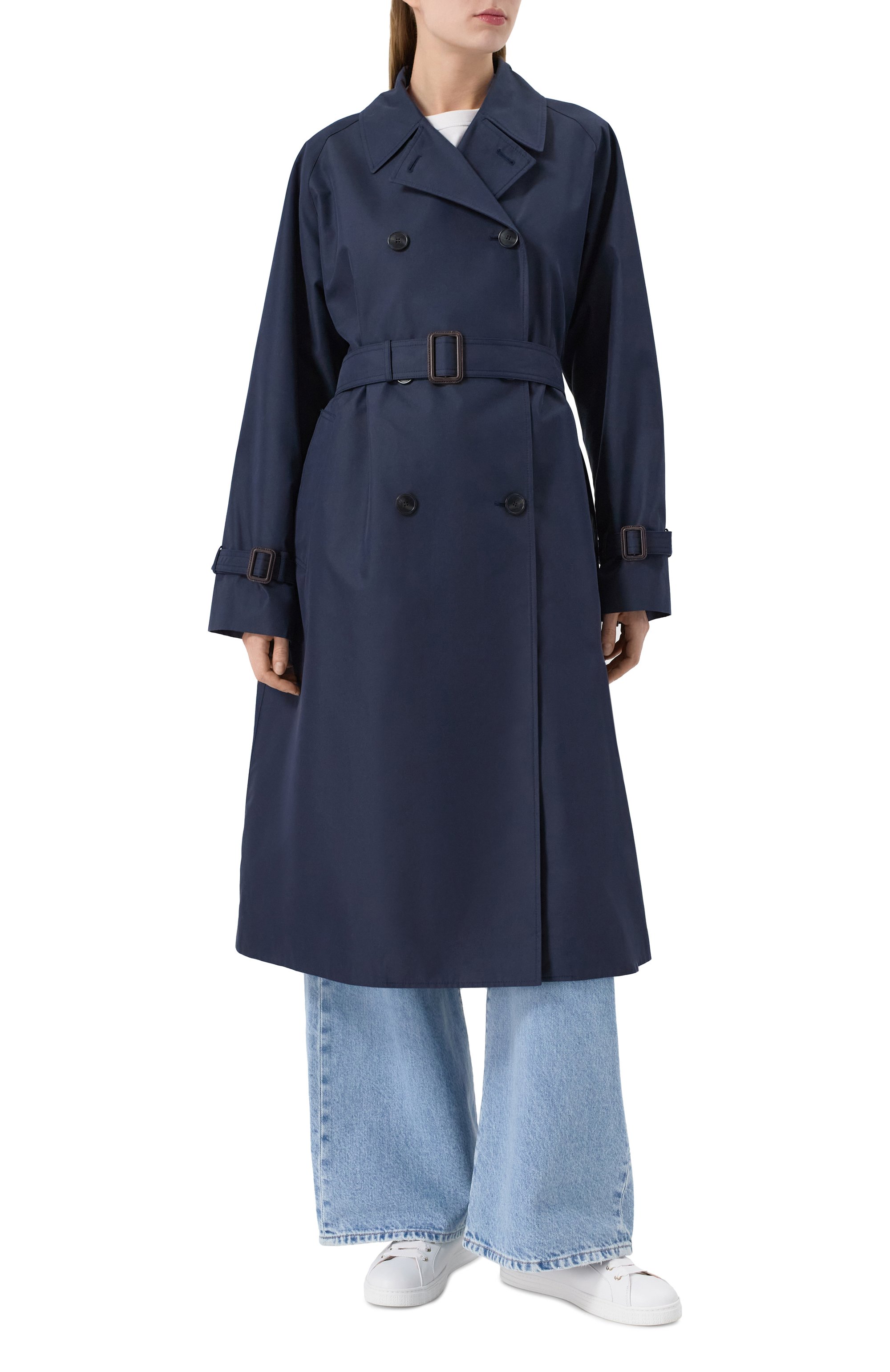 Хлопковый тренч WEEKEND MAX MARA синего цвета по цене 68550 руб., арт. CANASTA, фото 3 Хлопковый тренч WEEKEND MAX MARA, арт. CANASTA, фото 3