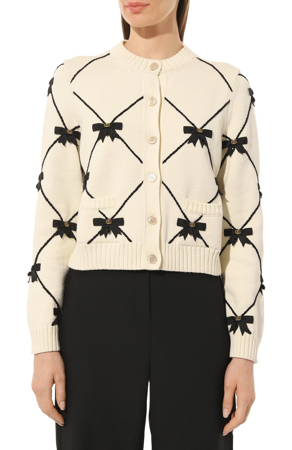 Хлопковый кардиган GUCCI кремового цвета по цене 331200 руб., арт. 657849 XKBUW, фото 3 Хлопковый кардиган GUCCI, арт. 657849 XKBUW, фото 3