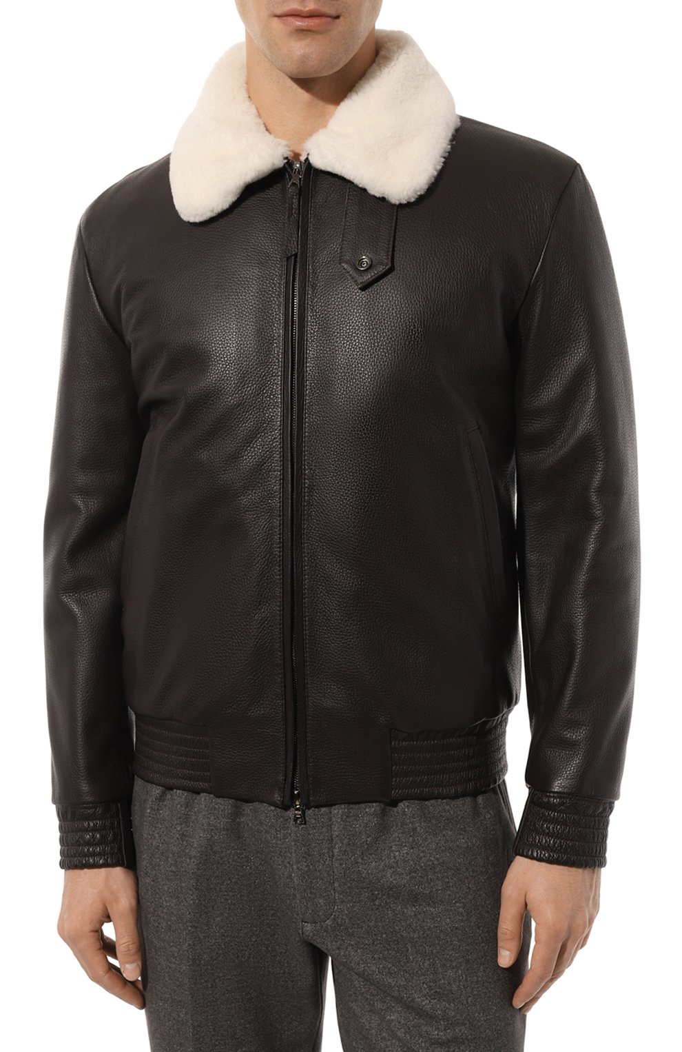 Кожаный бомбер FURLAND белого цвета по цене 1180000 руб., арт. 0238014120003200005, фото 3 Кожаный бомбер FURLAND, арт. 0238014120003200005, фото 3