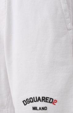 Мужские хлопковые шорты DSQUARED2 белого цвета, арт. S74MU0894/S25539 | Фото 6 (Материал внешний: Хлопок; Длина Шорты М: До колена; Стили: Кэжуэл; Принт: Без принта; Случай: Повседневный)