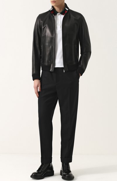 Кожаный бомбер на молнии с воротником-стойкой GUCCI, арт. 408378/XG136, фото 2