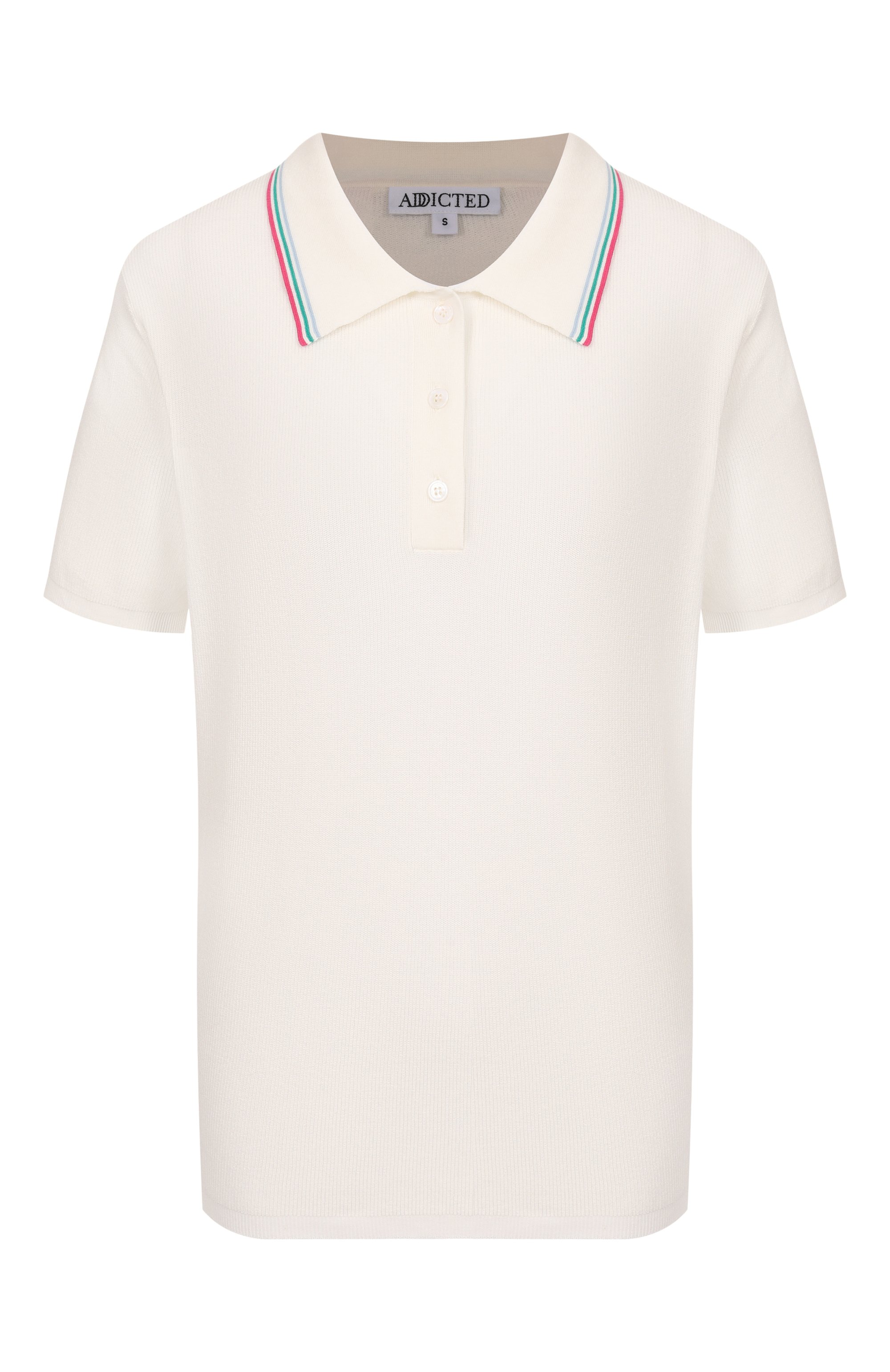 Хлопковое поло ADDICTED белого цвета по цене 22200 руб., арт. TC2502.686-696, фото 1 Хлопковое поло ADDICTED, арт. TC2502.686-696, фото 1