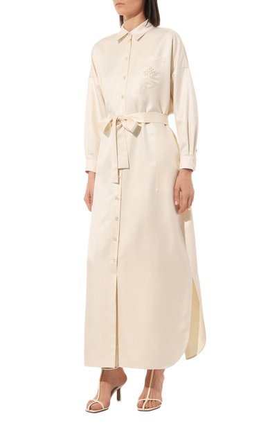 Шелковое платье AKHMADULLINA кремового цвета по цене 80000 руб., арт. 1123.5D106/S001, фото 3 Шелковое платье AKHMADULLINA, арт. 1123.5D106/S001, фото 3