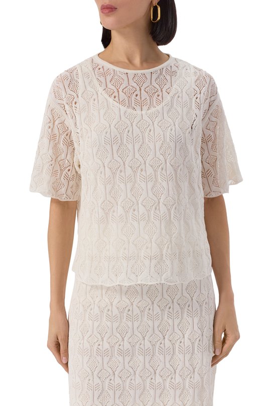 Топ из хлопка и шелка Bottega Veneta 833883/V5ND0 Кремовый  833883/V5ND0 Фото 3