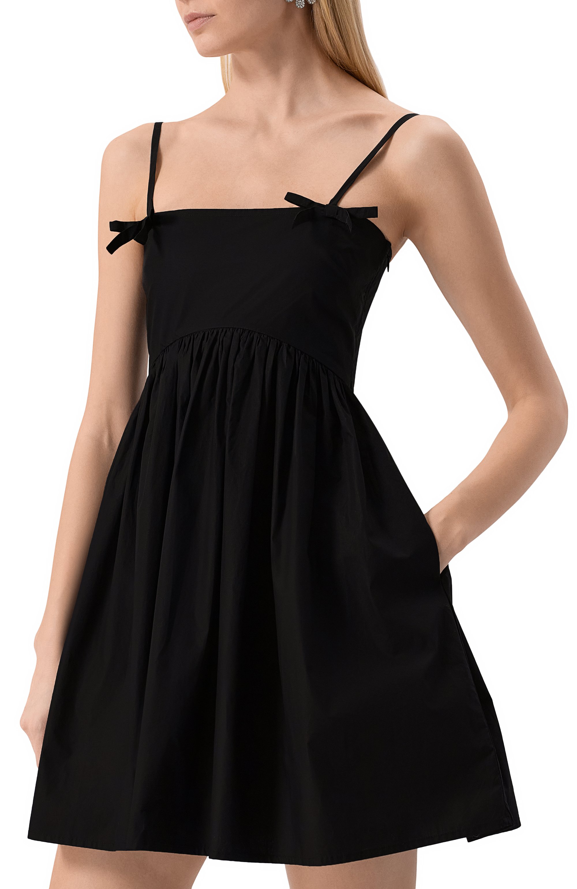 Хлопковое платье GANNI черного цвета по цене 27250 руб., арт. W0194/6479, фото 3 Хлопковое платье GANNI, арт. W0194/6479, фото 3