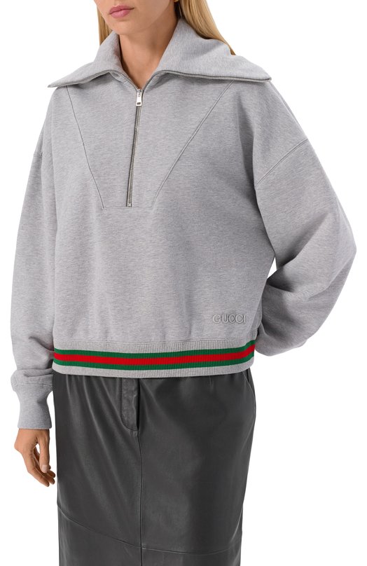 Хлопковый свитшот Gucci 794632/XJG08 Серый  794632/XJG08 Фото 3