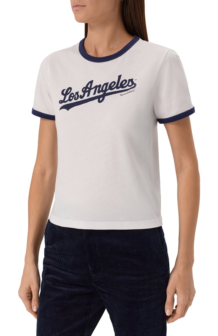 Хлопковая футболка sporty & rich x la dodgers SPORTY AND RICH, арт. T0073627667WH50, фото 3