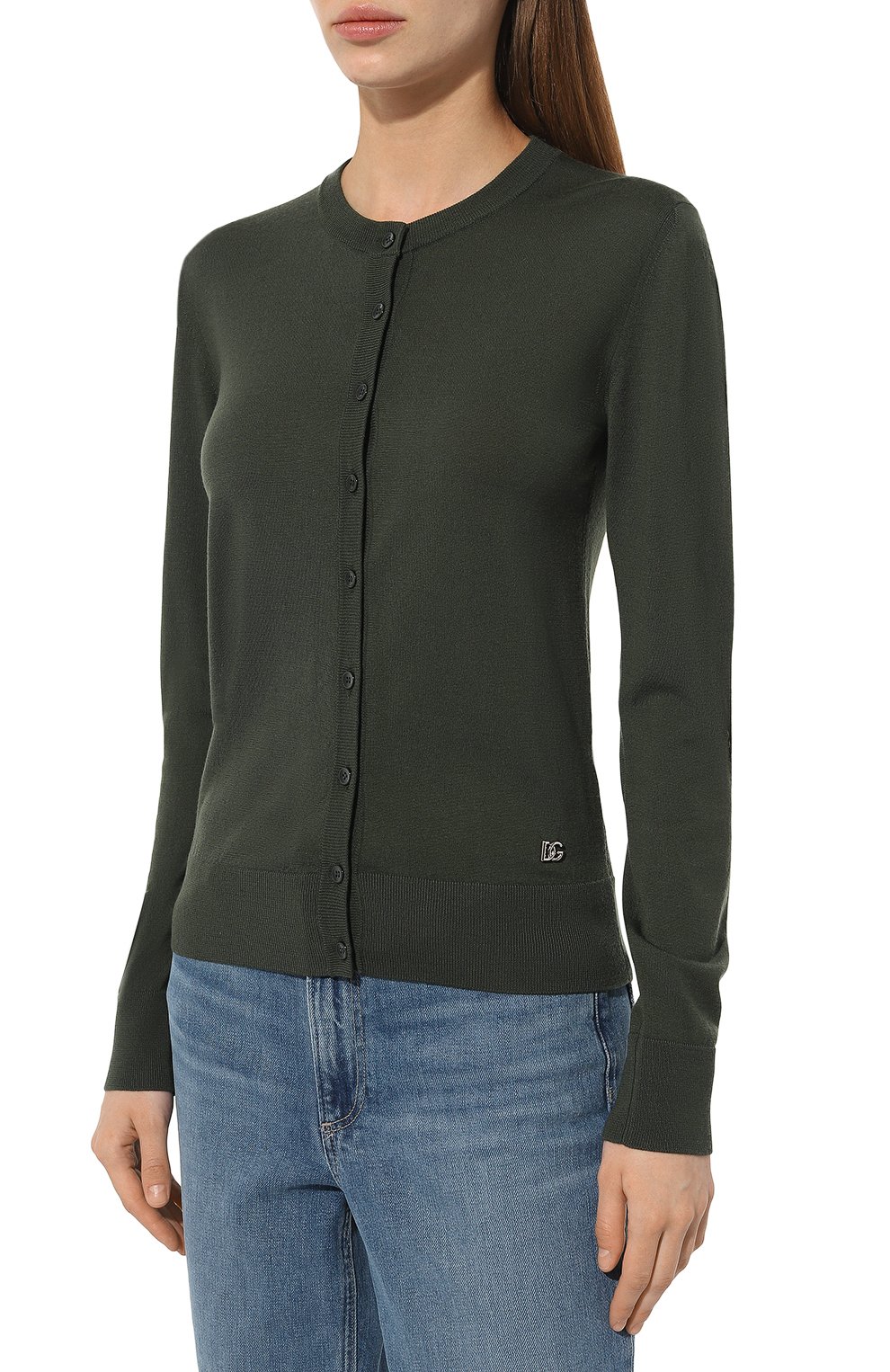 Шерстяной кардиган DOLCE & GABBANA хаки цвета по цене 79150 руб., арт. FXV09T/JCVWD, фото 3 Шерстяной кардиган DOLCE & GABBANA, арт. FXV09T/JCVWD, фото 3