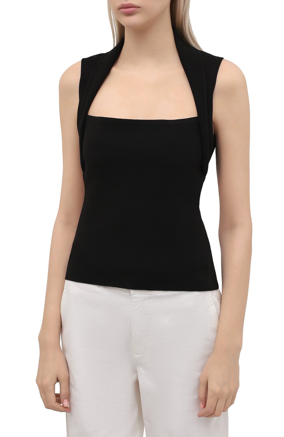 Топ NANUSHKA черного цвета по цене 32050 руб., арт. NAIA_BLACK_C0MPACT KNIT, фото 3 Топ NANUSHKA, арт. NAIA_BLACK_C0MPACT KNIT, фото 3