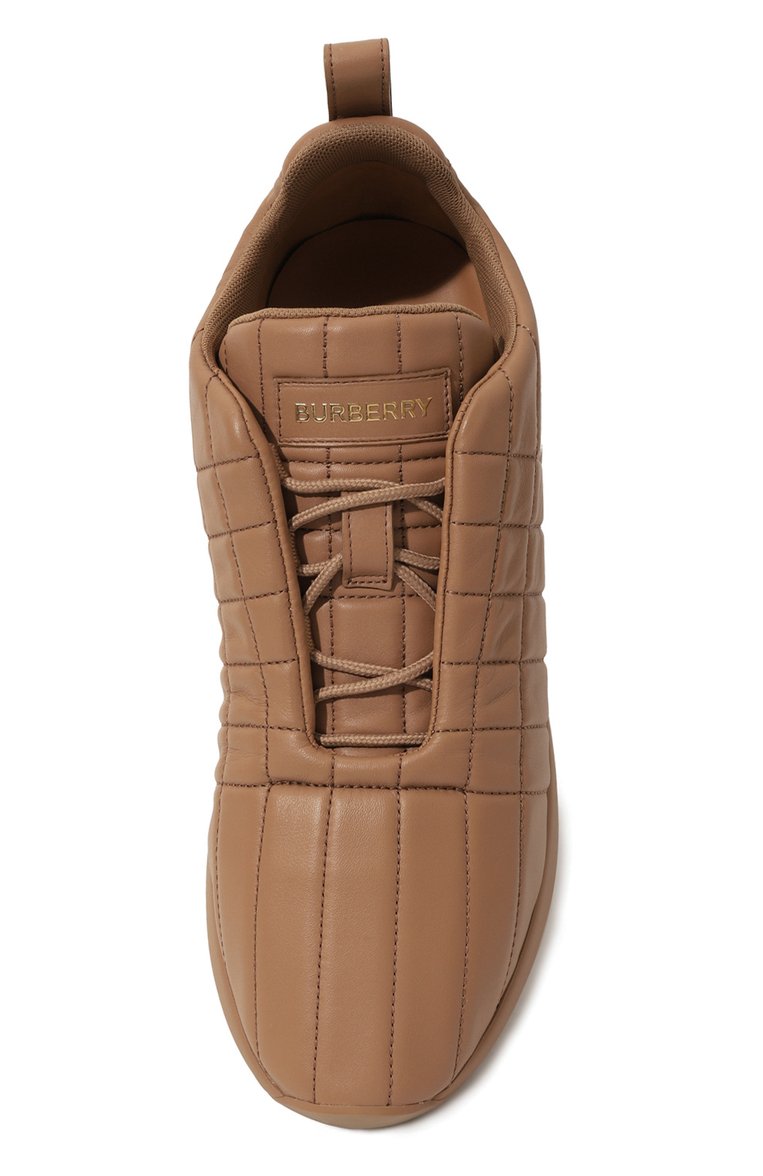 Мужские кожаные кроссовки BURBERRY бежевого цвета, арт. 8060225 | Фото 6 (Подошва: Массивная; Материал внутренний: Текстиль; Материал утеплителя: Без утеплителя; Стили: Гранж; Материал внешний: Натуральная кожа; Кросс-КТ: Низкие)
