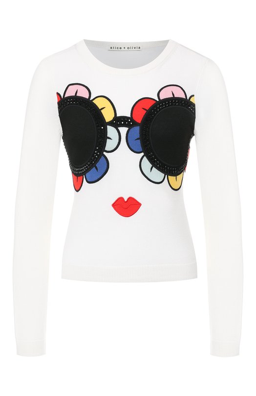 

Пуловер из смеси шерсти и вискозы Alice + Olivia, Белый