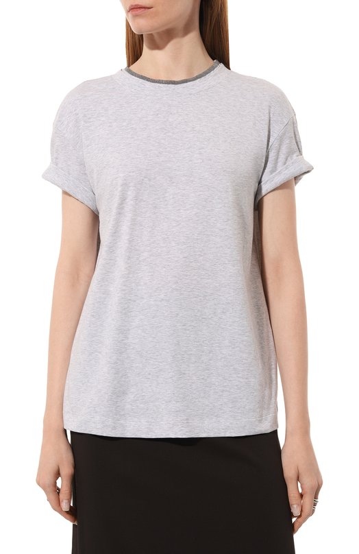 Хлопковая футболка Brunello Cucinelli M0T18BD200 Серый  M0T18BD200 Фото 3