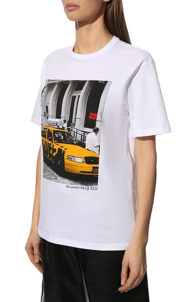 Хлопковая футболка ALEXANDER MCQUEEN белого цвета по цене 34950 руб., арт. 701258/QZAFT, фото 3 Хлопковая футболка ALEXANDER MCQUEEN, арт. 701258/QZAFT, фото 3