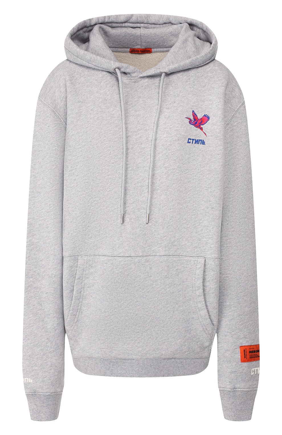 Хлопковое худи HERON PRESTON серого цвета по цене 32300 руб., арт. HWBB011E198070060788, фото 1 Хлопковое худи HERON PRESTON, арт. HWBB011E198070060788, фото 1