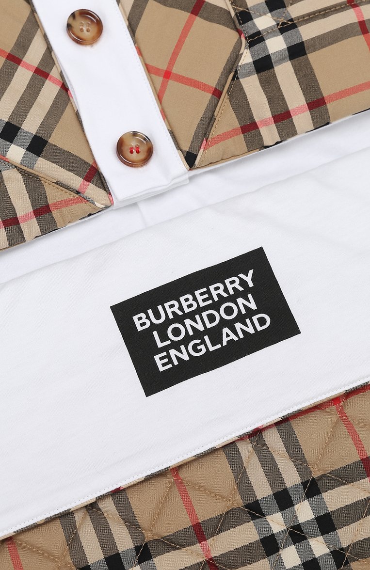 Детский хлопковый конверт BURBERRY бежевого цвета, арт. 8030394 | Фото 3 (Материал: Хлопок, Текстиль; Материал сплава: Проставлено; Нос: Не проставлено; Ростовка одежда: 6 мес | 68 см)