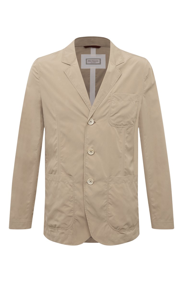 Мужская куртка BRUNELLO CUCINELLI бежевого цвета, арт. MD4796165 | Фото 1 (Рукава: Длинные; Материал внешний: Синтетический материал; Длина (верхняя одежда): Короткие; Кросс-КТ: Куртка, Ветровки, Легкие; Стили: Кэжуэл; Автоматизация ТО: Проставлено; Автоматизация состава: Проставлено)