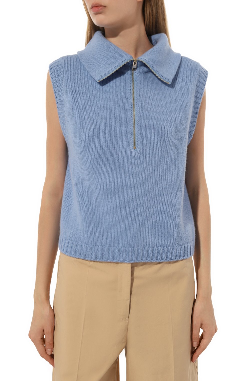 Кашемировый жилет LORENA ANTONIAZZI голубого цвета по цене 89950 руб., арт. A24129MJ26A/1175, фото 3 Кашемировый жилет LORENA ANTONIAZZI, арт. A24129MJ26A/1175, фото 3