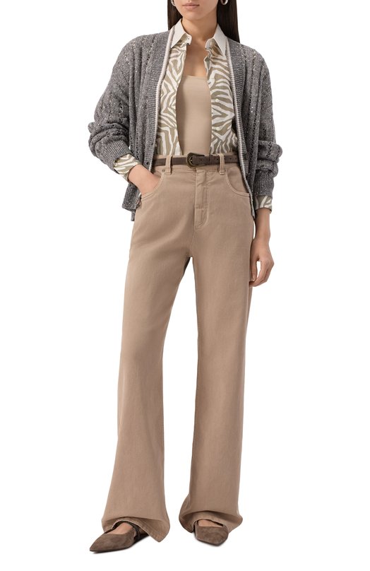 Хлопковый топ Brunello Cucinelli M0T1802B19 Бежевый  M0T1802B19 Фото 2