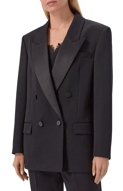 Шерстяной жакет SAINT LAURENT черного цвета по цене 582500 руб., арт. 860569/Y7E63, фото 3 Шерстяной жакет SAINT LAURENT, арт. 860569/Y7E63, фото 3