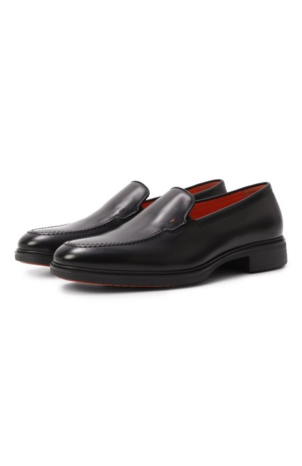 Мужские кожаные лоферы easy SANTONI черного цвета, арт. MGEG19032NEAXNTG | Фото 1 (Материал сплава: Проставлено; Материал внешний: Натуральная кожа; Нос: Не проставлено; Материал внутренний: Натуральная кожа)