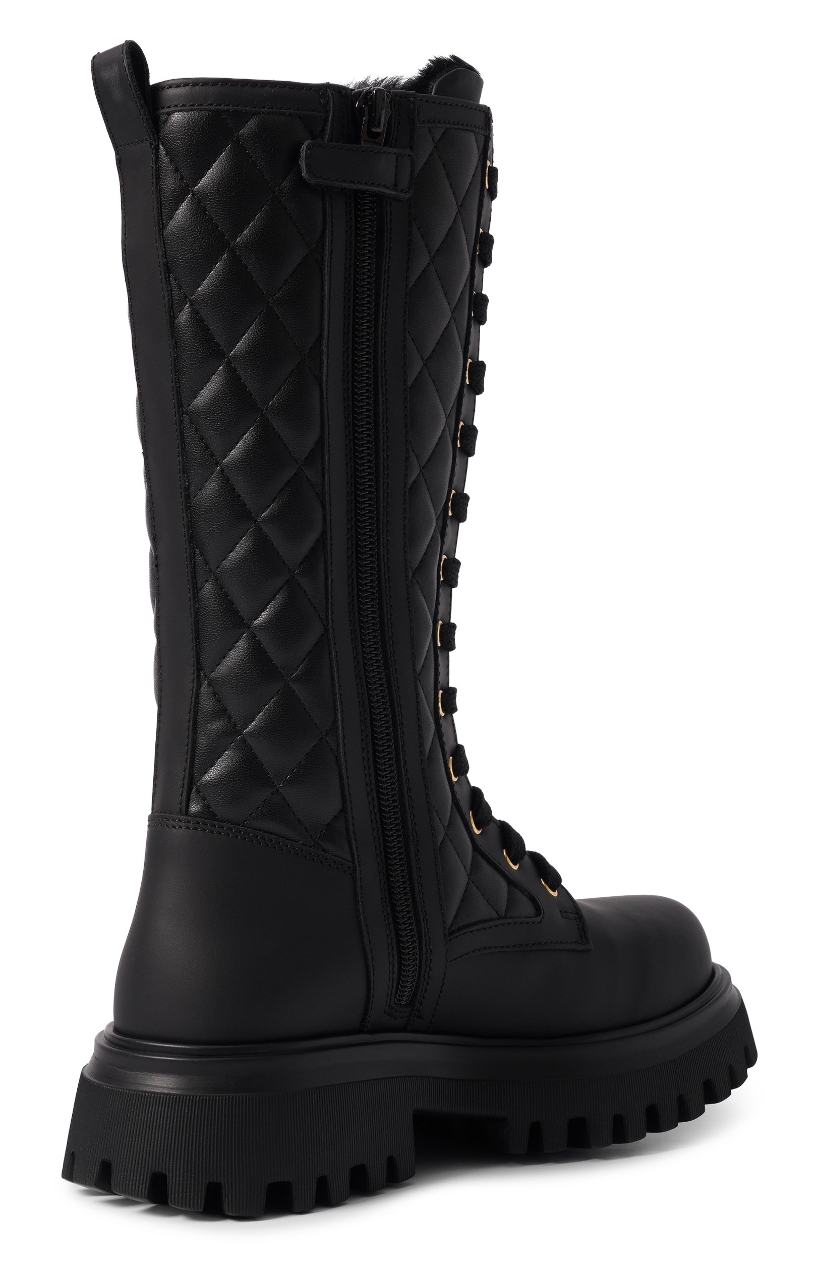 Кожаные ботинки DOLCE & GABBANA черного цвета по цене 72000 руб., арт. D11430/A0773_001, фото 3 Кожаные ботинки DOLCE & GABBANA, арт. D11430/A0773_001, фото 3