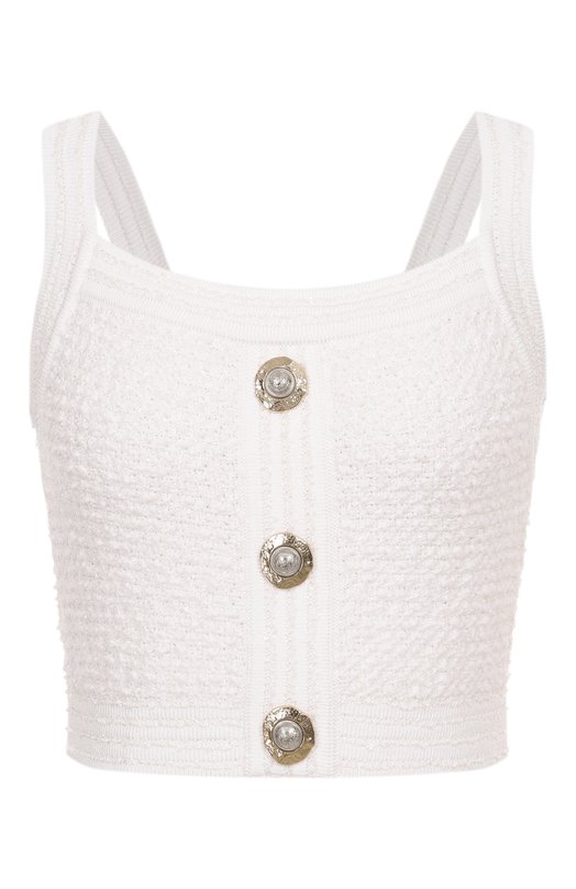 Твидовый топ Balmain FF1AB052/KI74 Белый FF1AB052/KI74