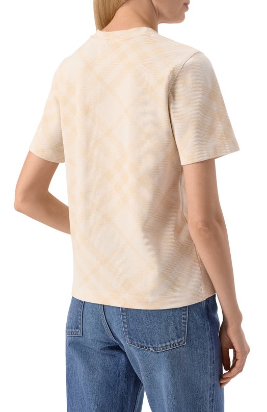 Хлопковая футболка Burberry 8106674 Кремовый  8106674 Фото 4