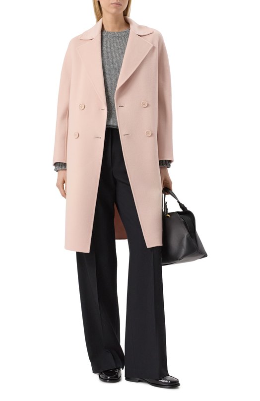 Пальто из кашемира и шерсти Max Mara Studio LICENZA Розовый  LICENZA Фото 2
