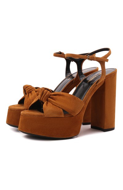 Замшевые босоножки bianca SAINT LAURENT коричневого цвета по цене 94250 руб., арт. 606713/0LI00, фото 1 Замшевые босоножки bianca SAINT LAURENT, арт. 606713/0LI00, фото 1