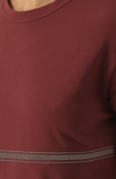 Хлопковая футболка с круглым вырезом и декоративной отделкой BRUNELLO CUCINELLI, арт. M0T18B5210, фото 5